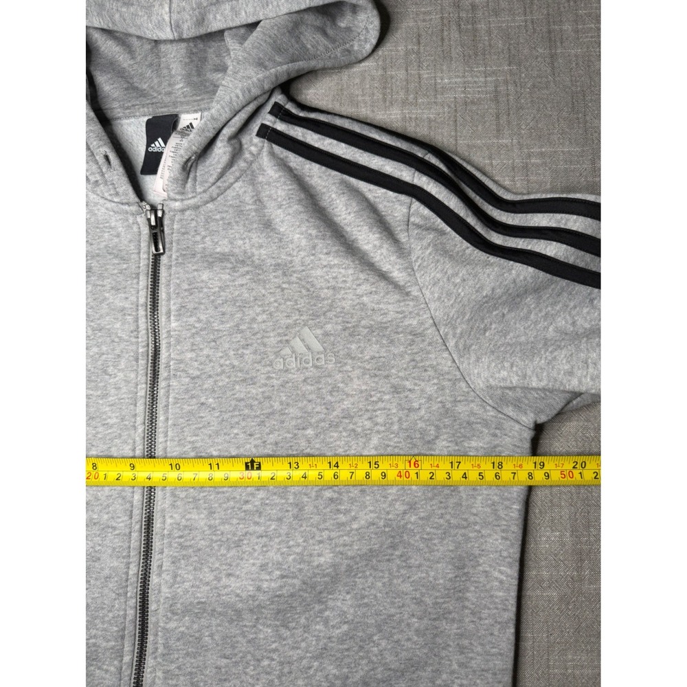 Adidas Womens Essentials 3-Stripes Fleece Tracksuit Grey Black Small Set - Picture 2 of 9